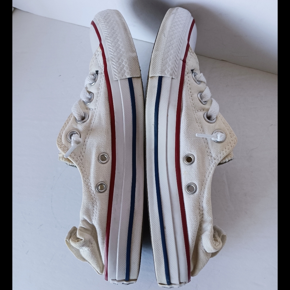 🤍 Converse All Star White Canvas Sneakers Shoes Womens 7 White Low Slip - Picture 10 of 15